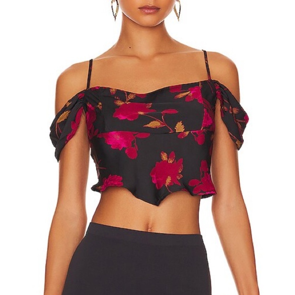 Free People Cassandra Printed Blouse in Black Combo size S